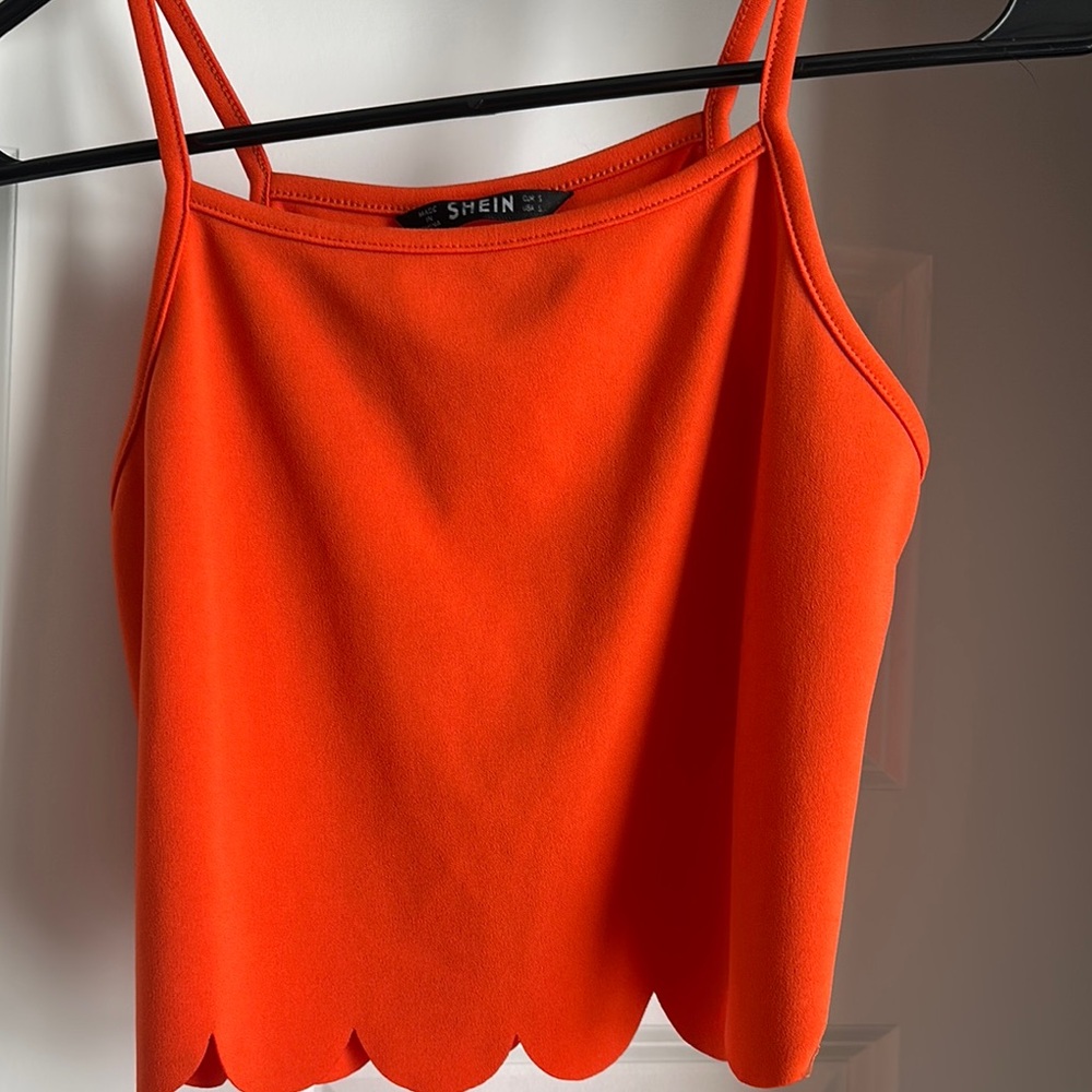 SHEIN Orange Scalloped Hem Cami Top